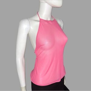 Forever 21 Vibrant Pink Mesh Halter Top